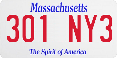 MA license plate 301NY3
