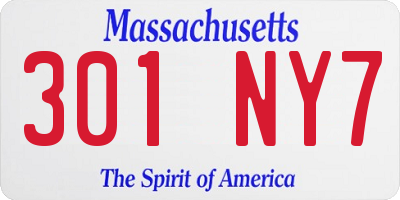 MA license plate 301NY7