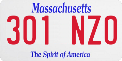 MA license plate 301NZ0