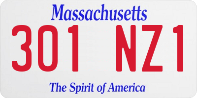 MA license plate 301NZ1