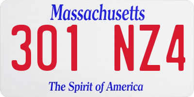 MA license plate 301NZ4