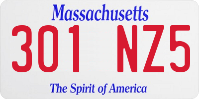 MA license plate 301NZ5
