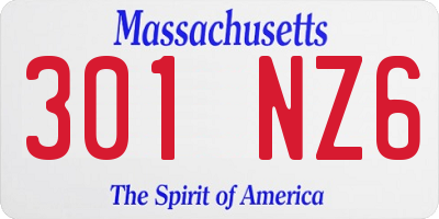 MA license plate 301NZ6