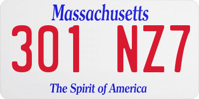 MA license plate 301NZ7