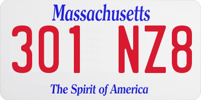 MA license plate 301NZ8