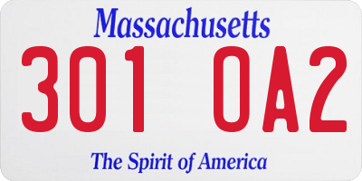 MA license plate 301OA2