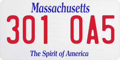MA license plate 301OA5