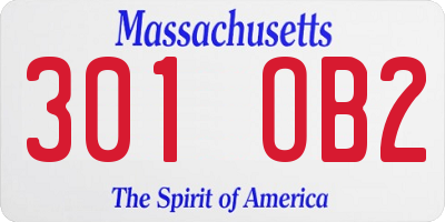MA license plate 301OB2
