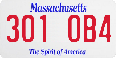 MA license plate 301OB4