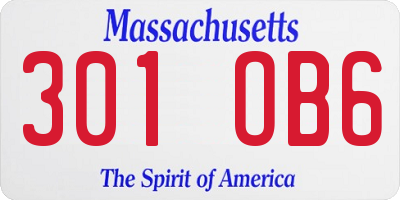 MA license plate 301OB6
