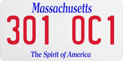 MA license plate 301OC1