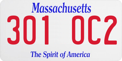MA license plate 301OC2