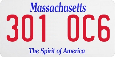 MA license plate 301OC6