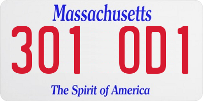 MA license plate 301OD1