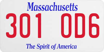 MA license plate 301OD6