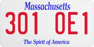 MA license plate 301OE1