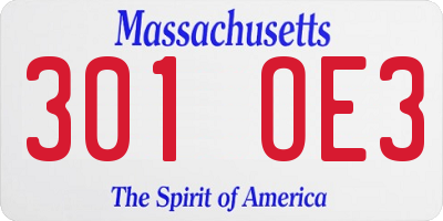 MA license plate 301OE3