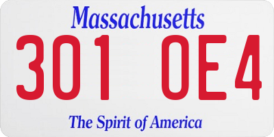 MA license plate 301OE4