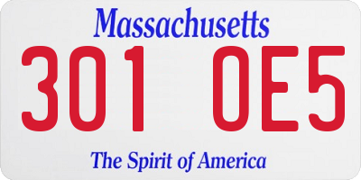 MA license plate 301OE5