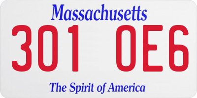 MA license plate 301OE6