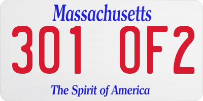 MA license plate 301OF2