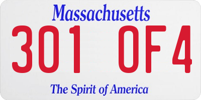 MA license plate 301OF4