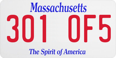MA license plate 301OF5