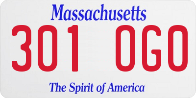 MA license plate 301OG0