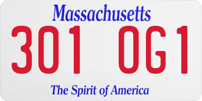 MA license plate 301OG1
