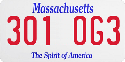 MA license plate 301OG3