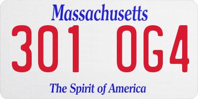 MA license plate 301OG4