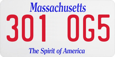 MA license plate 301OG5