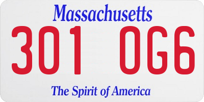 MA license plate 301OG6