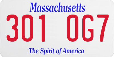 MA license plate 301OG7