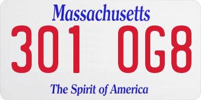 MA license plate 301OG8
