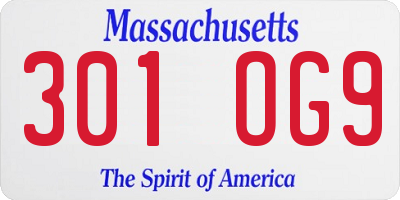 MA license plate 301OG9