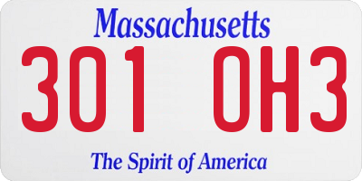 MA license plate 301OH3