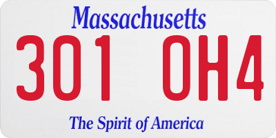 MA license plate 301OH4