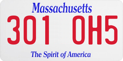MA license plate 301OH5