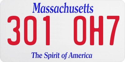 MA license plate 301OH7
