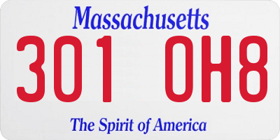 MA license plate 301OH8