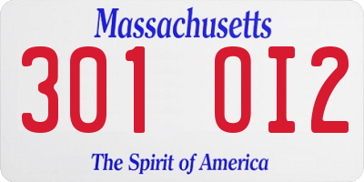 MA license plate 301OI2