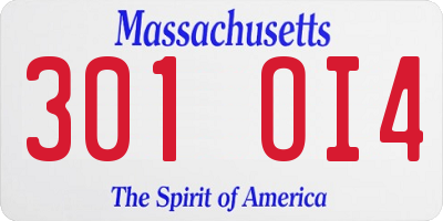 MA license plate 301OI4