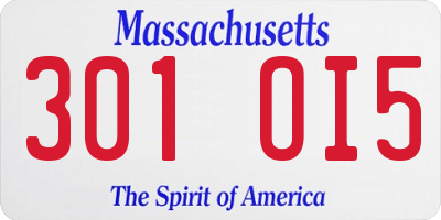 MA license plate 301OI5