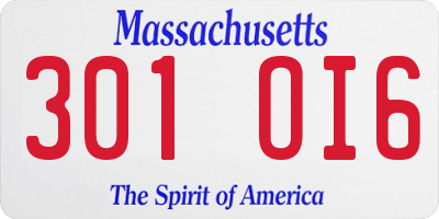 MA license plate 301OI6