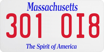 MA license plate 301OI8