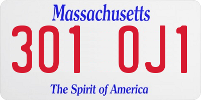 MA license plate 301OJ1