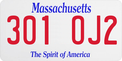 MA license plate 301OJ2