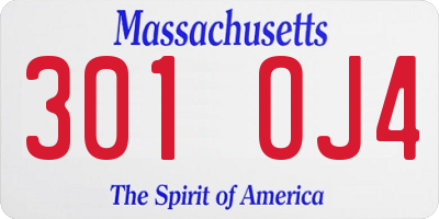 MA license plate 301OJ4