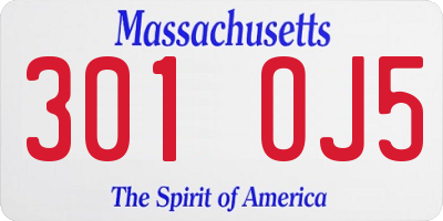 MA license plate 301OJ5